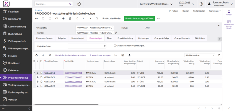 Projektcontrolling: Originalansicht von Haufe X360.