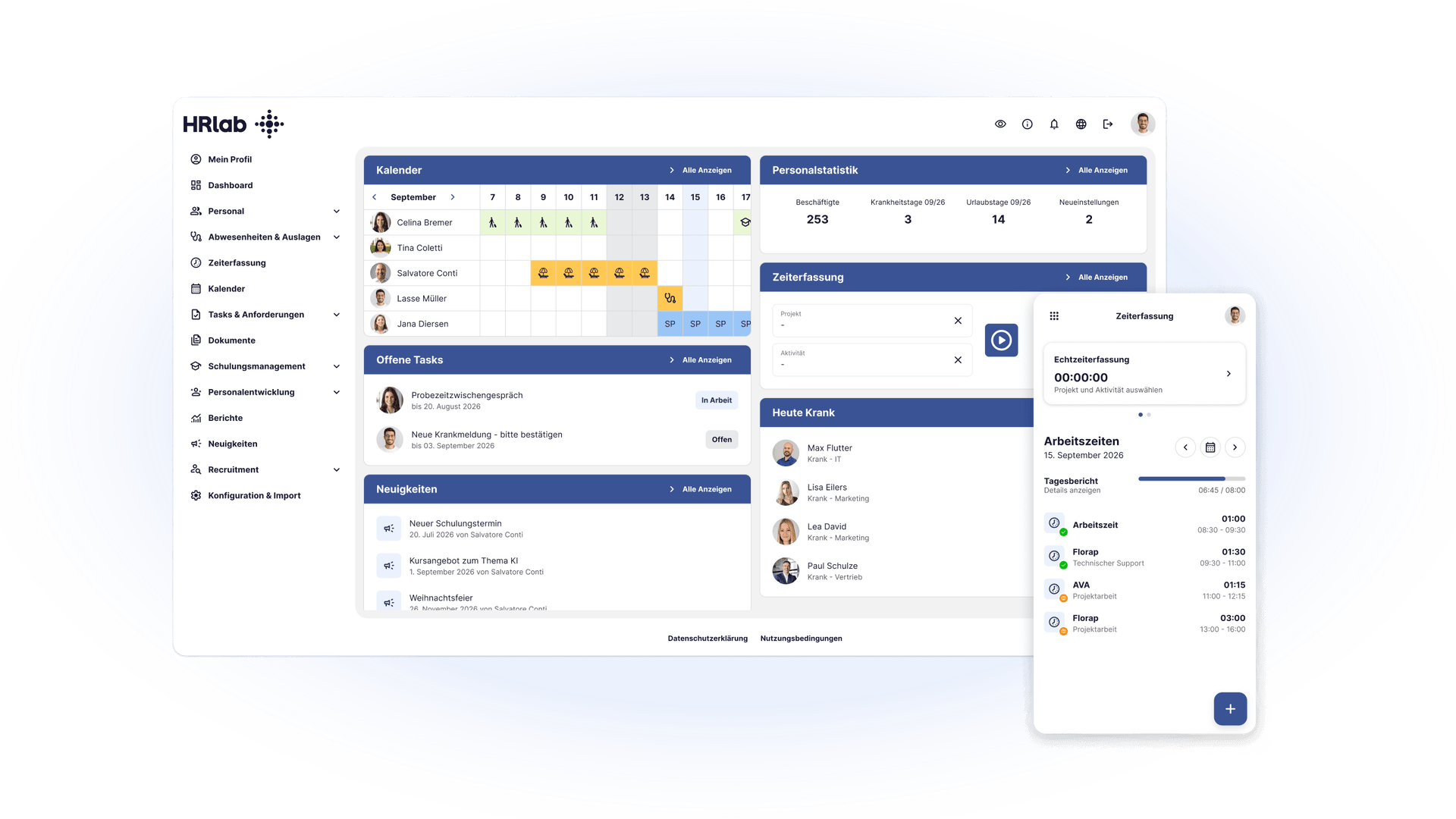 Personalübersicht: Originalansicht von HRlab.